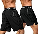 aquota Pack de 2 Pantalones Cortos Deportivos de Hombre, para Entrenamiento, Correr, Tenis, Atléticos, Trotar, 9"& 5", Negro, Large