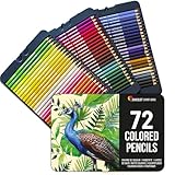 Zenacolor 72 Lápices de Colores (Numerado) con Caja de Metal 72 Colores Únicos para Libro de Colorear - Fácil Acceso con 3 Bandejas - Regalo Ideal para Artistas