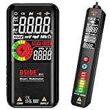 BSIDE Kit de probador de voltaje y multímetro, voltímetro digital LCD de color recargable y detector de voltaje de pantalla EBTN Combo Kit de prueba eléctrica, Negro, Pocket Size