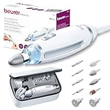 Beurer MP 62 Set de manicura y pedicura, torno para uñas eléctrico con 10 accesorios de alta calidad, luz LED, control de velocidad infinitamente variable, con bolsa de almacenamiento