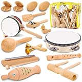 Jojoin Instrumentos Musicales de Madera Niños-20 Pcs Natural Instrumentos Percusión Muchos Tipos de Juguete-Desarrollo Educativo Juguetes Musicales para Bebé de 3 4 5 Años|Bolso de Almacenamiento