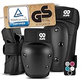 99FLIPS Protecciones Patines en Linea Adulto - Protecciones Skate Adulto Set con Rodilleras y Coderas - como Equipo de Protección Skateboard - Rodilleras Patines - Dive Talla L Negro