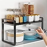 Estantería de metal expandible, estantería de cocina ampliable, organizador de armario de cocina ajustable, estante para especias, estante de almacenamiento para cocina, mostradores, despensa, baño