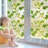 Tanlaby Película de ventana de Arco Iris Vid Hojas Ventana Vidrio Decorativo Estática Anti-colisión Película de Privacidad para Ventana para Salón Dormitorio Oficina Decoración de Ventanas, 40x200cm