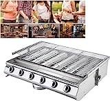 Parrilla De Gas Propano De Mesa Para Exteriores De 6 Quemadores, Parrillas De Barbacoa Portátiles De Acero Inoxidable Parrilla Sin Humo Parrilla De Barbacoa Mesa Para Acampar Picnics Jardín Fiesta En