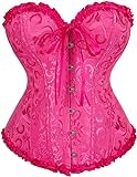 jutrisujo Corset Sexy Mujer Disfraz gotico corsés Bustiers Top Medieval Negro Lingerie grande Taille Halloween Rosa roja M