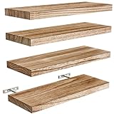 Pipishell Estanteria Pared, baldas Pared de 40 cm, Estantes de Pared de Madera de Paulownia, Estantes de Madera Juego de 4 para Baño, Dormitorio, Oficina, Salón, Cocina, etc (marrón Claro)