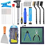 HAWKUNG 42 Pcs 3D Impresora Herramientas Kit, Cuchillo desbarbado, Calibrador Digital y Otras Accesorios con Bolsa de Almacenamiento para la Eliminación, Limpieza y Acabado de Modelos de Impresión 3D