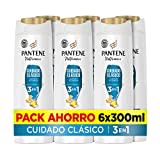 Pantene Champú + Acondicionador + Tratamiento 3en1 Cuidado Clásico Nutri Pro-V con fórmula Pro-V + antioxidantes, para cabello normal y mixto, 300 ML (Pack de 6)