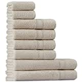 Tuiste Juego De Toallas Beige De 8 Piezas, 2 Toallas de Baño (70x140) + 4 Toallas de Manos (50x90) + 2 Toallas para la Cara (30x50), Súper Suave y Altamente Absorbente, Lujosas 100% algodón