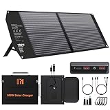 Mesuvida 100W Panel Solar con 5 Puertos, 24V MC4/12V DC/QC 3.0 USB-A y USB-C (PD 65W) Placa Solar Camping, Panel Solar Portatil Plegable para Estaciones de Energía, Autocaravanas, Camping