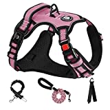 NESTROAD Arnes Tipo Chaleco en H Antitirones para Perros, Cinturon de Perro Coche Antitirones Rosa, Talla XL para Perros Grandes de Cuello 43~64CM Pecho 53~89CM, Perros Accesorios Básicos