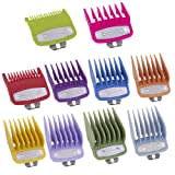 BESTBOMG 10 Piezas de Guía Juego de Peine Guía Compatible con Wahl Cortapelos, Peines de Límite Guía de Cortapelos Acero Inoxidable de Color Peine