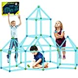 140pcs Kit De Construcción para Niños 140 Piezas Que Brillan En La Oscuridad Air Forts Constructor De Regalo Juguetes para De 4 5 6 7 8 9+ Años De Edad Niñas DIY Fort Building Túneles Tienda De