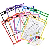 10 Piezas Dry Erase Pockets con 10 Rotuladores, Opret Fundas Fichas Reutilizables de Tamaño 25.5x33 cm / A4, Fundas Modernas Borrables para La Organización en el Aula/Colegio/Guardería/Ludoteca