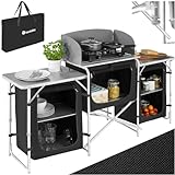 TecTake® Cocina de Camping Plegable, Ligera, con Bolsa de Transporte, Accesorios de Cocina, Mesa Plegable Camping, Armario Cocina Camping, Mueble Cocina Camping, Mesa de Camping - Negro