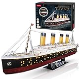 CubicFun Puzzle 3D Titanic - LED Grande Maquetas de Barcos Juguetes Souvenirs Regalos Originales para Adultos y Adolescentes, 266 Piezas