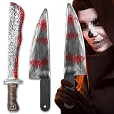 Ctxtqtdt 2 Piezas Machete Halloween 40cm, Cuchillo Halloween, Armas Halloween, Machete de Plastico Reutilizable para Halloween Carnaval Disfraz Accesorios (A)