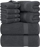 Utopia Towels - Juego de Toallas Premium de 8 Piezas, 2 Toallas de baño, 2 Toallas de Mano y 4 toallitas - Algodón - Calidad del Hotel, súper Suave y Altamente Absorbente (Gris)