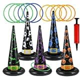 LEMESO Kit de Juegos de Lanzamiento Anillos 16 Piezas Fiestas Halloween Artículos para Fiestas para Niños Juguetes Inflables Conos Sombrero de Mago Pack de Lanzamiento Juego con Inflador Portátil