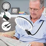 5X Lupa Recargable Manos Libres con Luz, Cuello de Cisne Flexible 15cm Actualización Lupa HD Grande para Lectura 24 Luz LED Ultrabrillante para Reparación de Cuello Costura Personas Mayores