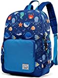 VASCHY Mochila Niño, Mochila Infantil Resistente al Agua Mochila Escolar para Niños de 4-6 Años con Correa de Pecho Etiqueta de Nombre para Escuela Viaje, Patrón de Peces de Mar, Azul