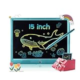 Tableta de Escritura LCD Tablet Escritura Pantalla eWriters Infantil Tableta Grafica Dibujo Niños Regalos Adecuada para el Hogar Oficina Cuaderno de Notas (15 Pulgadas, Blue)