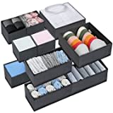 MOOING 10Pcs Organizador Armario Ropa, Cajas Plegable de Almacenamiento, Tela, Cubo Organizador de Cajones Para Sujetadores,Calcetín,Corbatas（Gris）