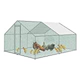 Froadp Gallinero Exterior Grande Jaula Gallineros de Metálica Cercado Exteriores con PE Techo de Protección Solar y Candado Jaulas para Gallinas Animales Conejos Pequeños Aves (3x4x2m, 12㎡)