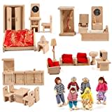 KABENFIS, 5 Juegos de Accesorios para Muebles de casa de muñecas con una Familia de 6 muñecas, decoración, Juguetes para Juego de imitación para niñas y niños