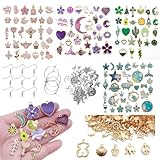 Aszaui 200 Piezas Colgantes Dijes para Pulseras Collares Pendientes, Dijes de Esmalte,Abalorios para Pulseras,Charms Pulseras,DIY Encantos Accesorios para de la Joyería de Bricolaje, Llaveros, Pulsera