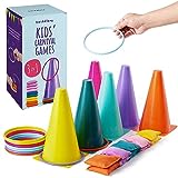 Juegos 3 en 1 de Carnaval al Aire Libre - Ring Toss Game Set, Bolsas de Frijoles Juego de Lanzamiento - para niños y Adultos - Ideal para cumpleaños de Exterior, Fiestas en el jardín.