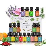 Set de Aceites Esenciales para Humidificador 18 x 10ml,óleo Essencial Lavanda Ylang-Ylang Árbol del Té Eucalipto Incienso Lemongrass Romero Naranja Menta Limón Bergamota Pomelo Manzanilla Rosa