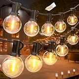 GLUROO 30M Guirnaldas Luminosas de Exterior LED, G40, IP45 Impermeable con 50+2 Bombillas de Plástico, Inastillable Cadena de Luces para Jardín Porche Patio Trasero