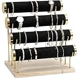 Procase Soporte para Pulsera, 4 Niveles Soporte de Exhibición de Joyas Expositor de Terciopelo para Collares Relojes Pulseras Tobillera Scrunchies -Negro