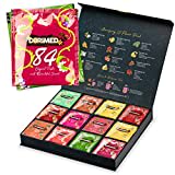 Caja de Degustación de Tés – Variedad de 12 Tés e Infusiones Aromatizadas (84 bolsas individuales) – Té Negro/Blanco/Verde/Matcha/Earl Grey/Oolong/Pu-Erh – Caja de Regalo - Tisanas