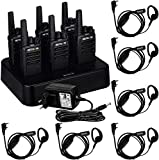 Retevis RT668 Walkie Talkie con Auricular, PMR446 Licencia Libre, Walkie Talkie Profesional con Cargador de 6 Vías, VOX, Walkie Talkies Portátiles para Escuela, Hotel (Negro, 6 Pcs)