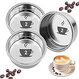 Scettar 3 Piezas 51mm 2 Tazas Filtro de Café de Acero Inoxidable Filtros Cafetera Especial Espresso Compatibles con Cafeteras Cecotec Ufesa Delonghi Breville (Presurizado)