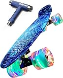 Deleven Monopatín 56cm con Ruedas LED, Herramienta de Skate y Rodamientos ABEC 7 - Skateboard para Niños Principiantes Adolescentes Adultos