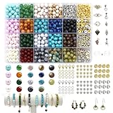 Piedras Naturales para Hacer Pulseras 1040+PCS, 8 MM Kit de Cuentas de Piedras, Artificial Cuentas Sueltas Naturales Pulseras Piedras para Hacer Pulsera, Manualidad de Bricolaje Pulseras, Collares