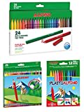 Alpino escolar pack: 24 lápices de colores borrables + 24 rotuladores + estuche con 12 ceras