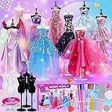 1000+ Piezas- Kit De Diseño De Moda Para Niñas con 6 Maniquíes, Kit De Manualidades, Juguetes De Aprendizaje, Kit De Costura Para niños, De Cumpleaños Regalo Niñas Adolescentes 6 7 8 9 10 11 12+ años