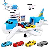 m zimoon Aviones de Juguete, Juego Avión de Transporte con 4 Coches de Juguetes y 1 Helicóptero, Juegos y Juguetes Niños Educativos, Regalo para Niños y Niñas Mayores 3 Años