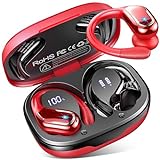 Auriculares Inalámbricos Deportivos, Nueva Auriculares Bluetooth 5.4 con HD Mic, 75H Cascos Inalambricos Bluetooth HiFi Estéreo, Cancelacion Ruido ENC Auriculares Running, IP7 Impermeable/Rojo