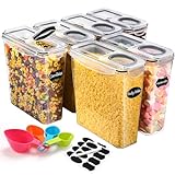 YASHE Botes Cocina Almacenaje Juego de 6 Piezas (3.7L), Recipientes Herméticos para Alimentos con Tapa Sin BPA, Recipientes de Almacenamiento Cocina para Almacenar Cereales, Pasta, Granos