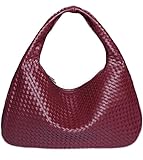 Bolso Hobo grande de cuero tejido para mujer, bolso de hombro con asa superior, bolso de mano tejido, bolso suave para axilas, F, 47CM / 18.5 in Large Capacity handbag