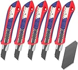 WORKPRO Cúter Profesional 5-piezas, Cutter de Cuchillas Separables Estándar con Riel de Acero Inoxidable, Cuchillas SK5 de 18 mm, con 20 Hojas de Recambio, Ideal para Cortar Papel, Cartón