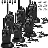 pofung Walkie Talkie Profesional PMR446 Walky Talky Radio, PT88E Largo Alcance Radiocomunicación Recargable Equipos Transmisores-Receptores, USB Carga, Auriculares, CTCSS, DCS, Luz LED(Negro, 3 Pare)