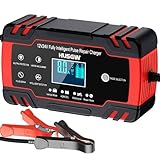 Cargador de Baterías, 8A 12V / 4A 24V Cargador de Batería de Coche Inteligente Completamente Automático, La Pantalla LCD se Utiliza en Cargador Bateria de Automóviles, Motocicletas, etc