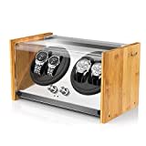 Watch Winder Smith® Caja para Relojes 4 Relojes Pareja tamaño，artesanía Patente 100% de Madera de bambú Cajas giratorias para Relojes，AC o Motor japonés súper Tranquilo con batería …